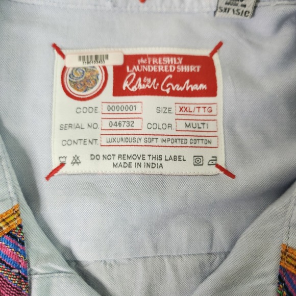 Robert Graham Freshly Laundered Shirt Sz XXL Light Blue Long Sleeve Button Up - Picture 10 of 12